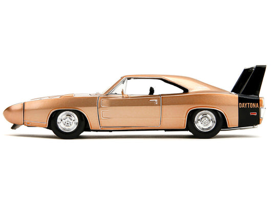 1969 Dodge Charger Daytona Bronze Metallic with Black Tail Stripe "Bigtime Muscle" Series 1/24 Diecast Model Car by Jada LuxuryLifeWay Online Store