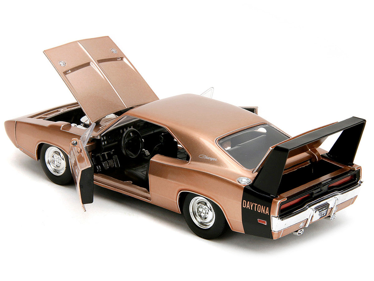 1969 Dodge Charger Daytona Bronze Metallic with Black Tail Stripe "Bigtime Muscle" Series 1/24 Diecast Model Car by Jada LuxuryLifeWay Online Store