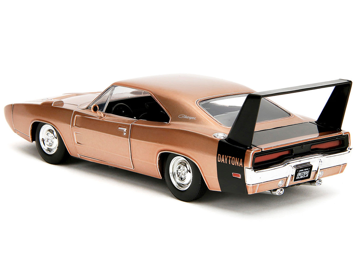 1969 Dodge Charger Daytona Bronze Metallic with Black Tail Stripe "Bigtime Muscle" Series 1/24 Diecast Model Car by Jada LuxuryLifeWay Online Store