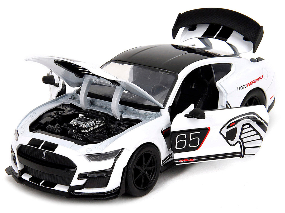 2020 Ford Mustang Shelby GT500 #65 White with Black Top and Stripes "Ford Performance" "Bigtime Muscle" Series 1/24 Diecast Model Car by Jada LuxuryLifeWay Online Store