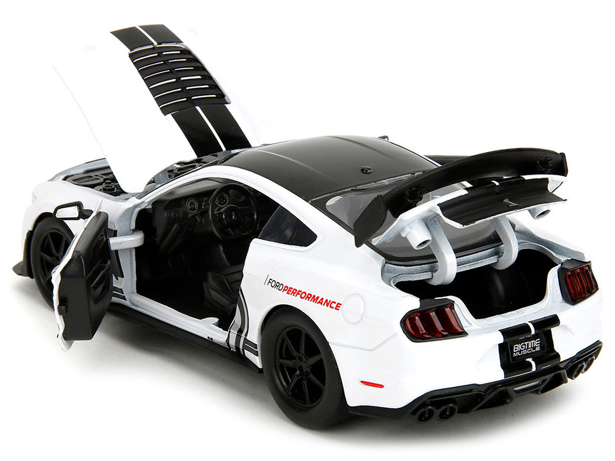 2020 Ford Mustang Shelby GT500 #65 White with Black Top and Stripes "Ford Performance" "Bigtime Muscle" Series 1/24 Diecast Model Car by Jada LuxuryLifeWay Online Store