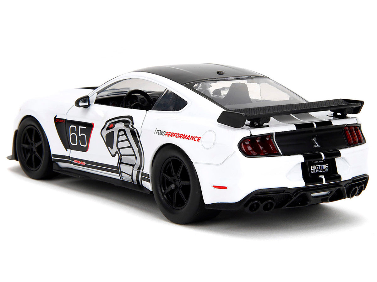 2020 Ford Mustang Shelby GT500 #65 White with Black Top and Stripes "Ford Performance" "Bigtime Muscle" Series 1/24 Diecast Model Car by Jada LuxuryLifeWay Online Store