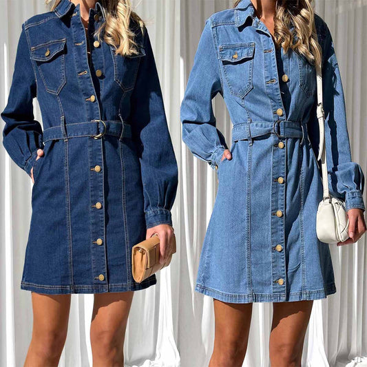 Fashion Casual Button Denim Dress Women NorixaFashion.com