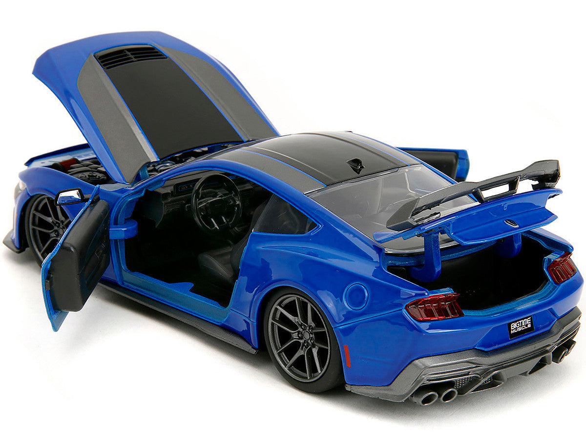 2024 Ford Mustang Dark Horse Blue Metallic with Black and Gray Stripes "Bigtime Muscle" Series 1/24 Diecast Model Car by Jada LuxuryLifeWay Online Store
