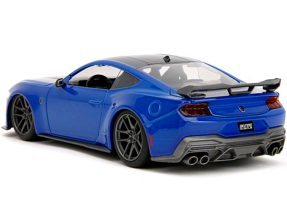 2024 Ford Mustang Dark Horse Blue Metallic with Black and Gray Stripes "Bigtime Muscle" Series 1/24 Diecast Model Car by Jada LuxuryLifeWay Online Store