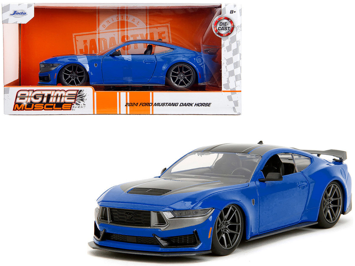 2024 Ford Mustang Dark Horse Blue Metallic with Black and Gray Stripes "Bigtime Muscle" Series 1/24 Diecast Model Car by Jada LuxuryLifeWay Online Store