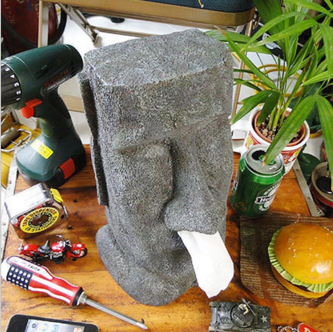 Easter island stone face like MOAI tissue box LadyShow.Store