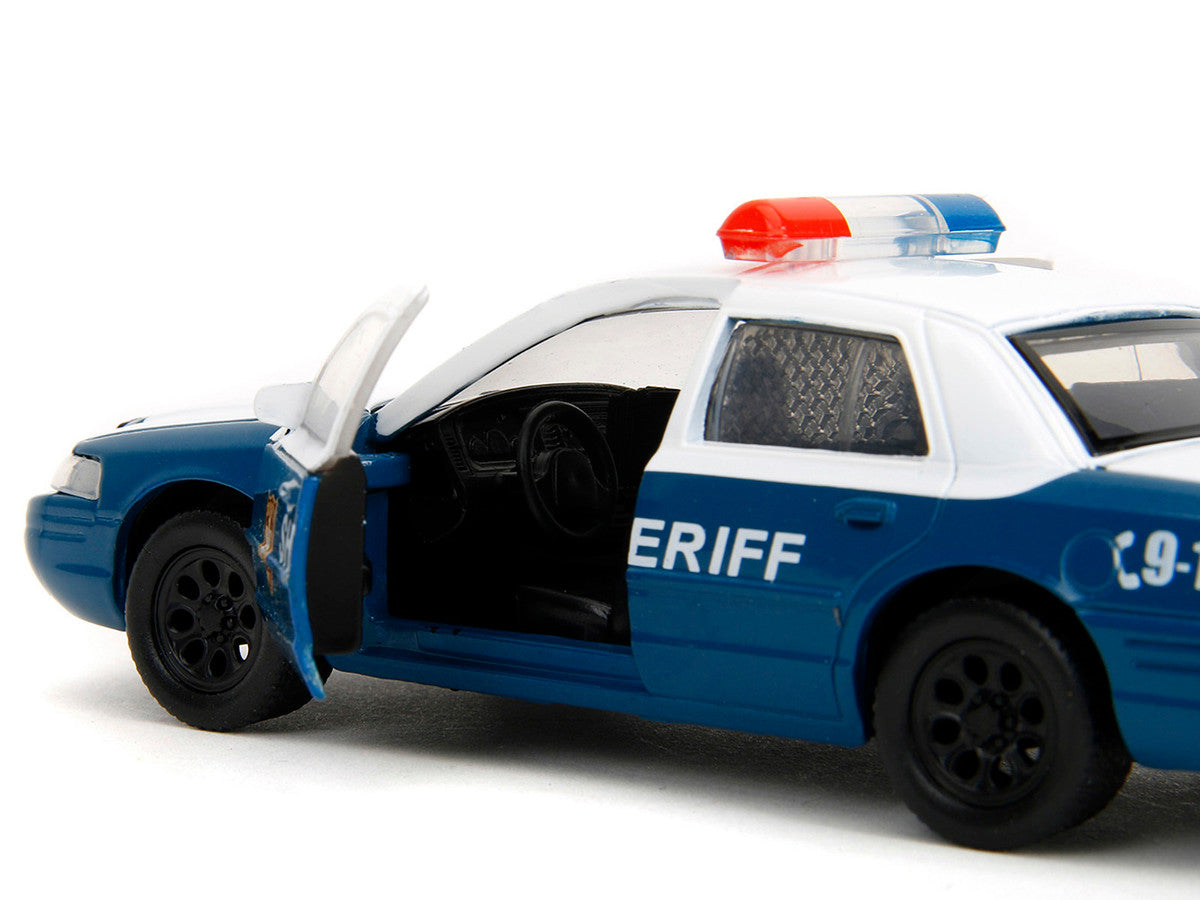 Rick Grimes' Ford Crown Victoria "Sheriff" Blue and White "The Walking Dead" (2010-2022) TV Series "Hollywood Rides" Series 1/32 Diecast Model Car by Jada LuxuryLifeWay Online Store