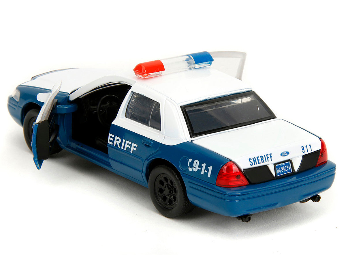 Rick Grimes' Ford Crown Victoria "Sheriff" Blue and White "The Walking Dead" (2010-2022) TV Series "Hollywood Rides" Series 1/32 Diecast Model Car by Jada LuxuryLifeWay Online Store