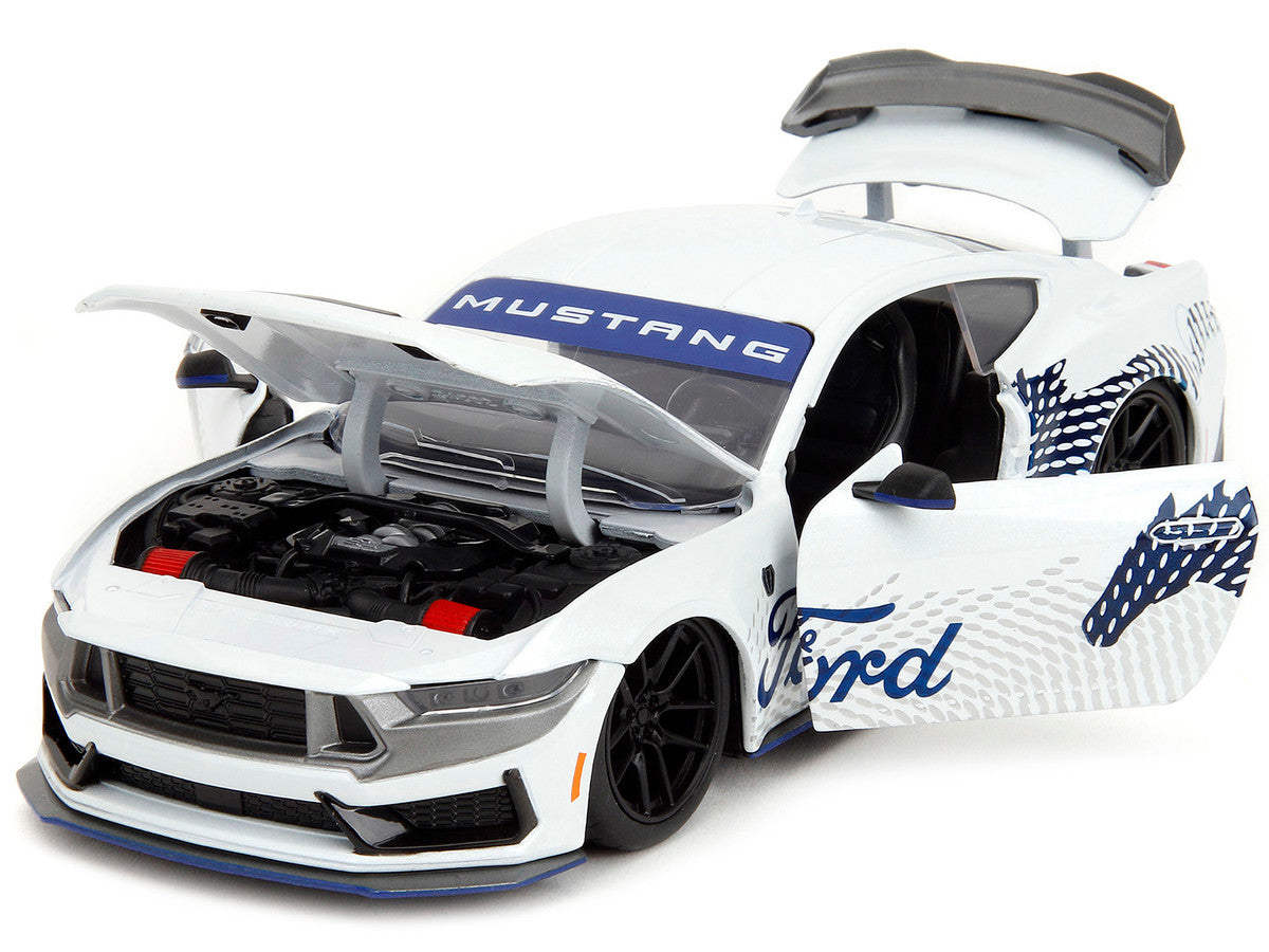 2024 Ford Mustang Dark Horse White with "Mustang Horse Graphics" "Bigtime Muscle" Series 1/24 Diecast Model Car by Jada LuxuryLifeWay Online Store