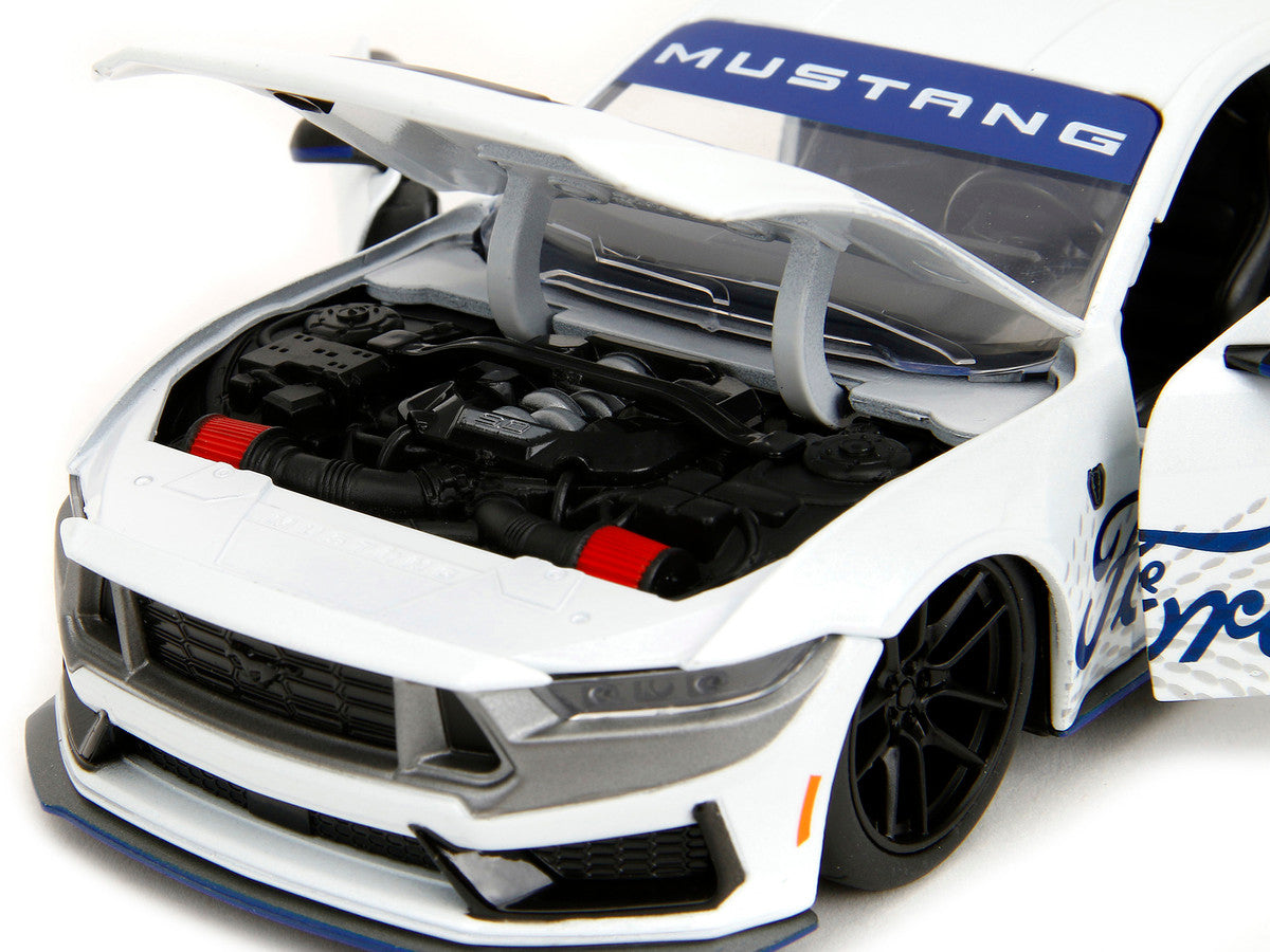 2024 Ford Mustang Dark Horse White with "Mustang Horse Graphics" "Bigtime Muscle" Series 1/24 Diecast Model Car by Jada LuxuryLifeWay Online Store