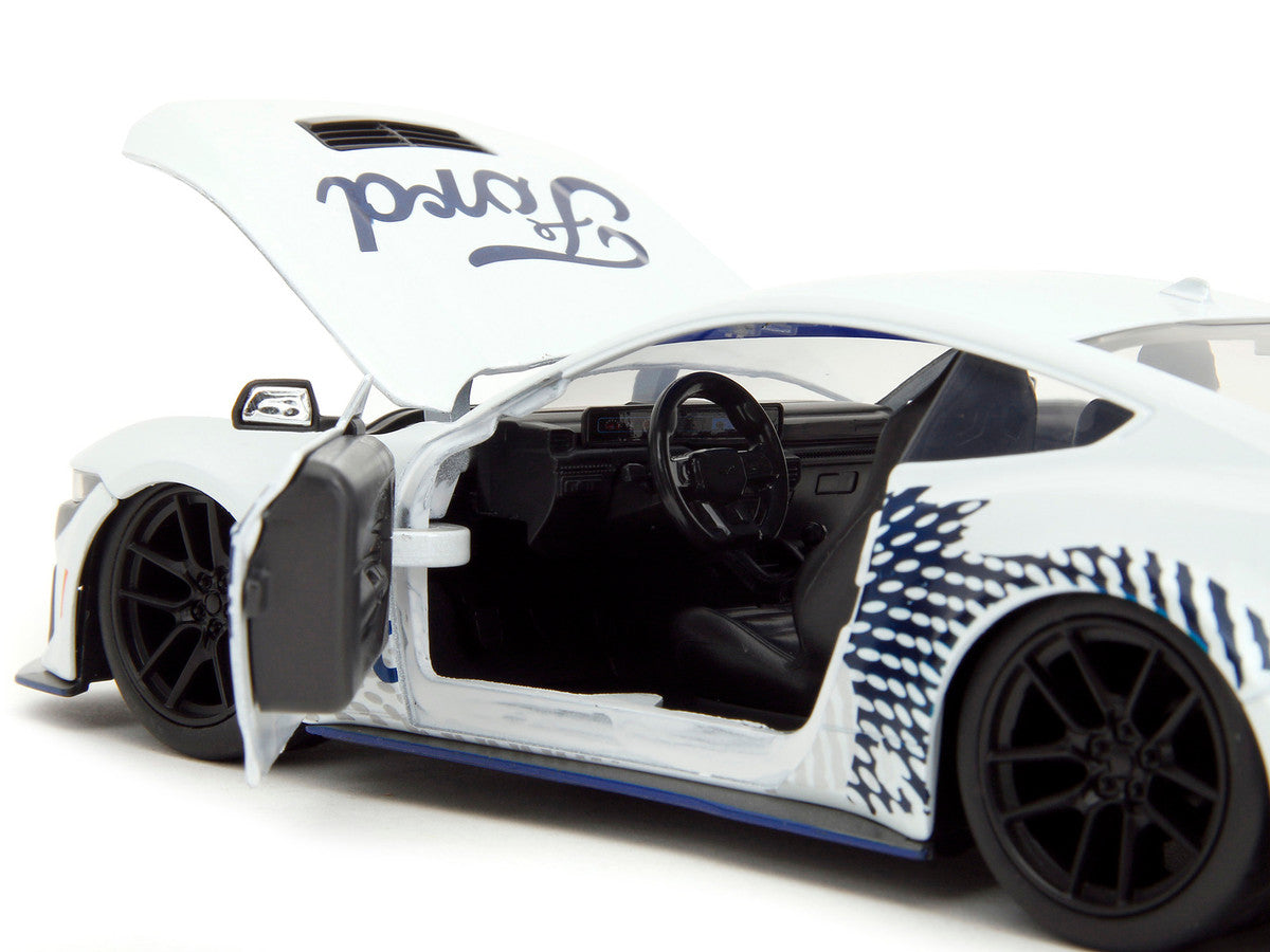 2024 Ford Mustang Dark Horse White with "Mustang Horse Graphics" "Bigtime Muscle" Series 1/24 Diecast Model Car by Jada LuxuryLifeWay Online Store