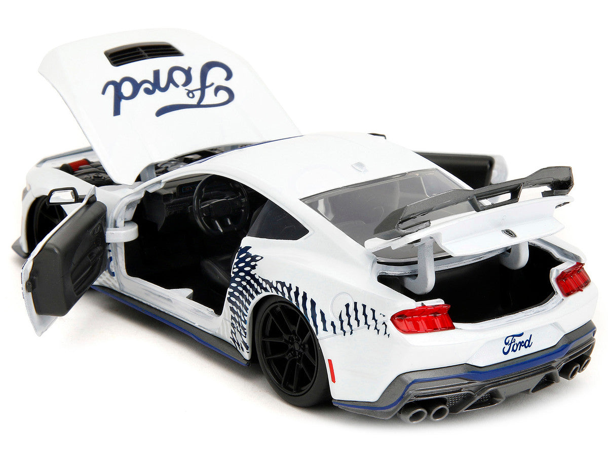 2024 Ford Mustang Dark Horse White with "Mustang Horse Graphics" "Bigtime Muscle" Series 1/24 Diecast Model Car by Jada LuxuryLifeWay Online Store