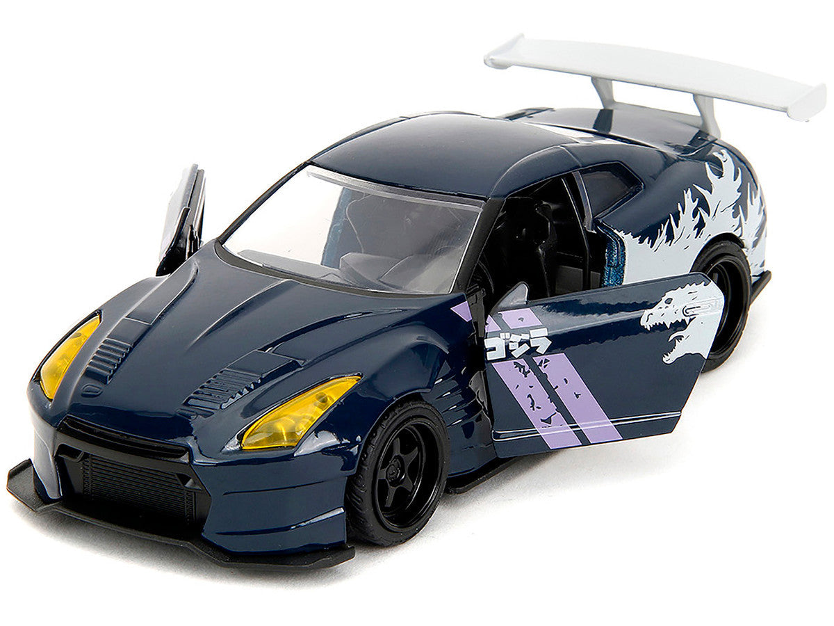 2009 Nissan GT-R (R35) Ben Sopra Dark Blue with Graphics "Godzilla" "Hollywood Rides" Series 1/32 Diecast Model Car by Jada LuxuryLifeWay Online Store