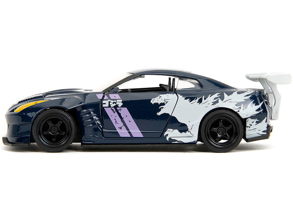 2009 Nissan GT-R (R35) Ben Sopra Dark Blue with Graphics "Godzilla" "Hollywood Rides" Series 1/32 Diecast Model Car by Jada LuxuryLifeWay Online Store