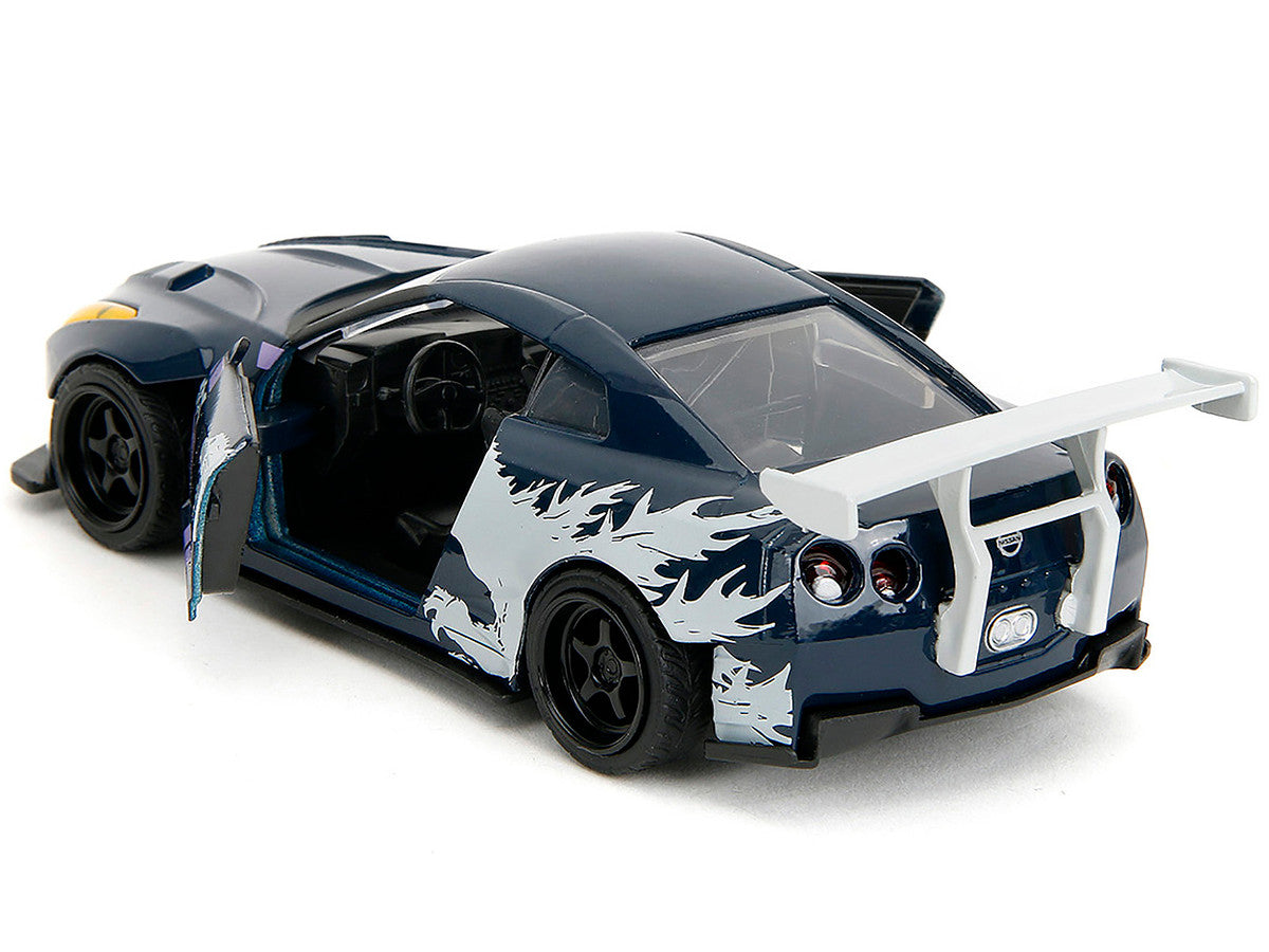 2009 Nissan GT-R (R35) Ben Sopra Dark Blue with Graphics "Godzilla" "Hollywood Rides" Series 1/32 Diecast Model Car by Jada LuxuryLifeWay Online Store