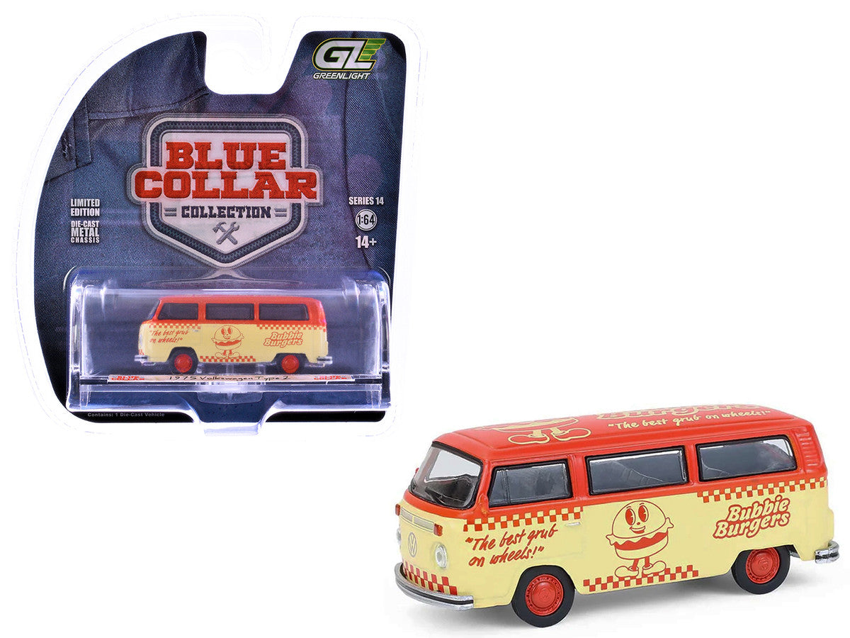 1975 Volkswagen Type 2 Van "Bubbie Burgers Food Truck" Orange and Cream "Blue Collar Collection" Series 14 1/64 Diecast Model Car by Greenlight LuxuryLifeWay Online Store