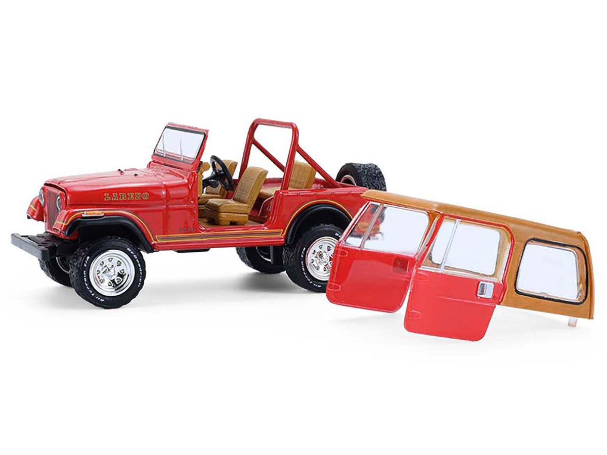 1980 Jeep CJ-7 Laredo Red with Tan Top "All Terrain" Series 17 1/64 Diecast Model Car by Greenlight LuxuryLifeWay Online Store