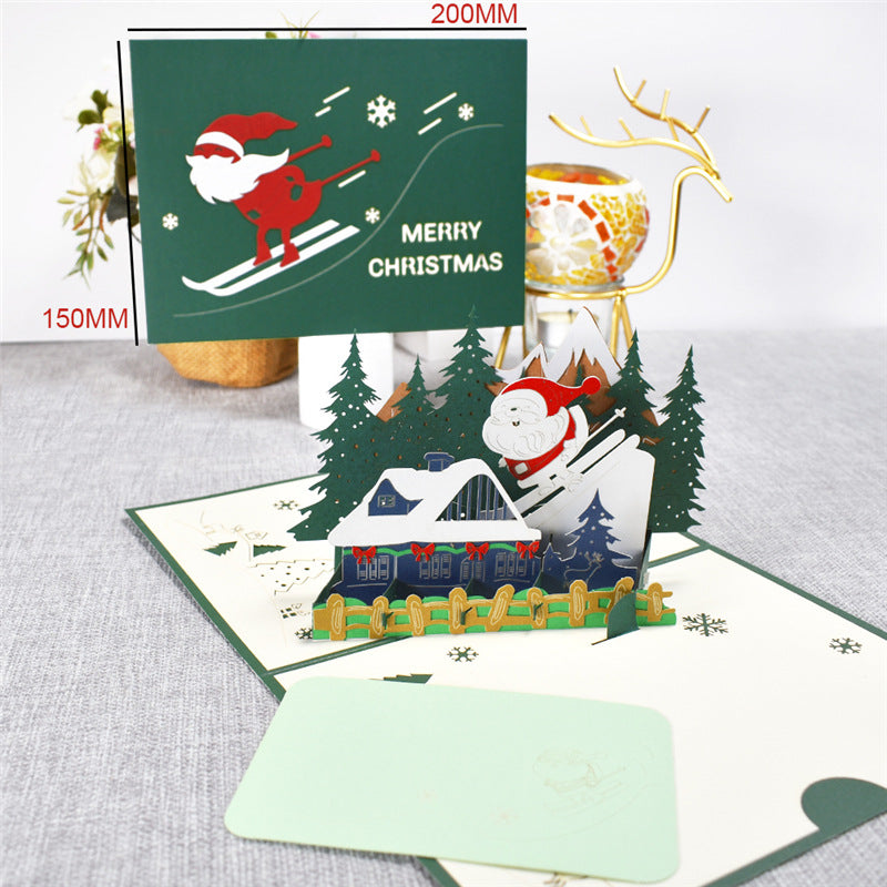 3D Merry Christmas Cards Christmas Tree Winter Gift Pop-Up Cards Christmas Decoration Stickers CJD