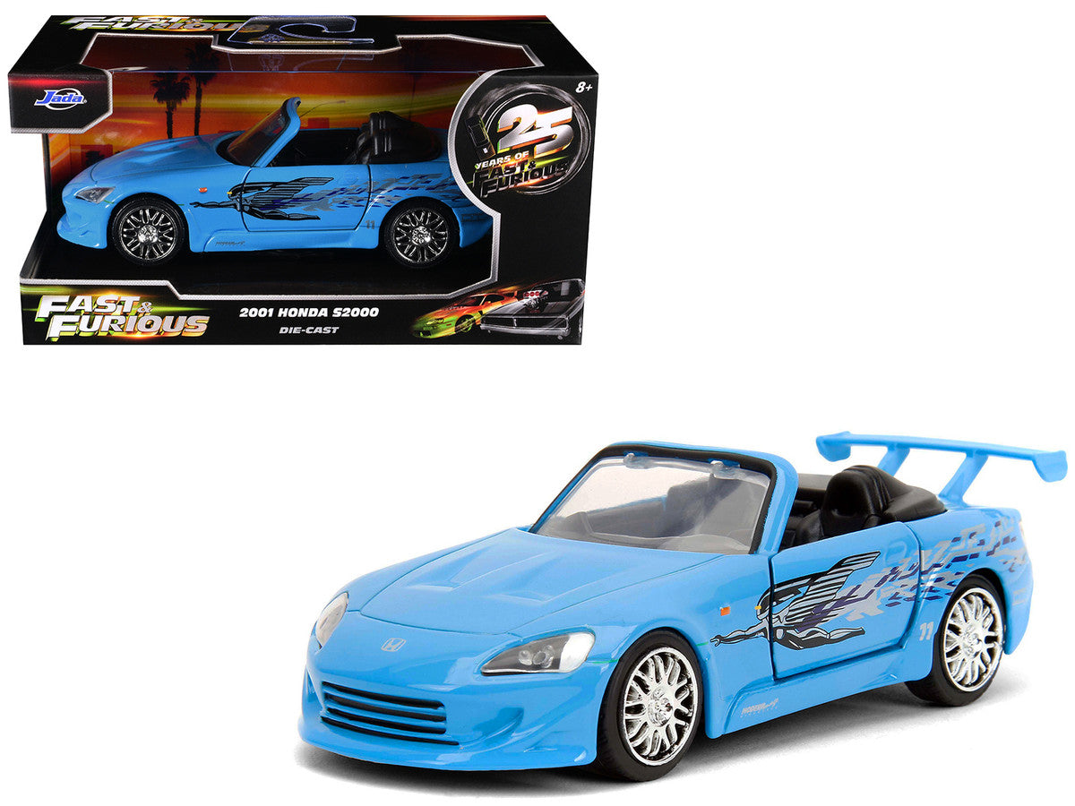 2001 Honda S2000 Convertible Blue with Graphics "Fast & Furious Remix - 25th Anniversary" Series  1/32 Diecast Model Car by Jada LuxuryLifeWay Online Store