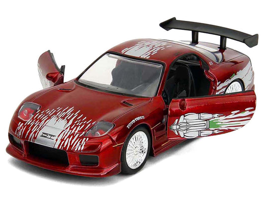 Dom's Mazda RX-7 Candy Red with Graphics "The Fast and the Furious" (2001) Movie "25 Years of Fast & Furious" Series 1/32 Diecast Model Car by Jada LuxuryLifeWay Online Store