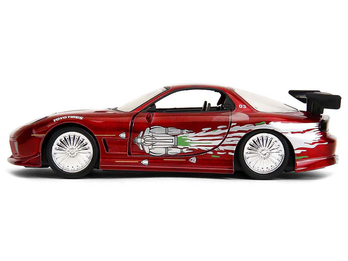 Dom's Mazda RX-7 Candy Red with Graphics "The Fast and the Furious" (2001) Movie "25 Years of Fast & Furious" Series 1/32 Diecast Model Car by Jada LuxuryLifeWay Online Store