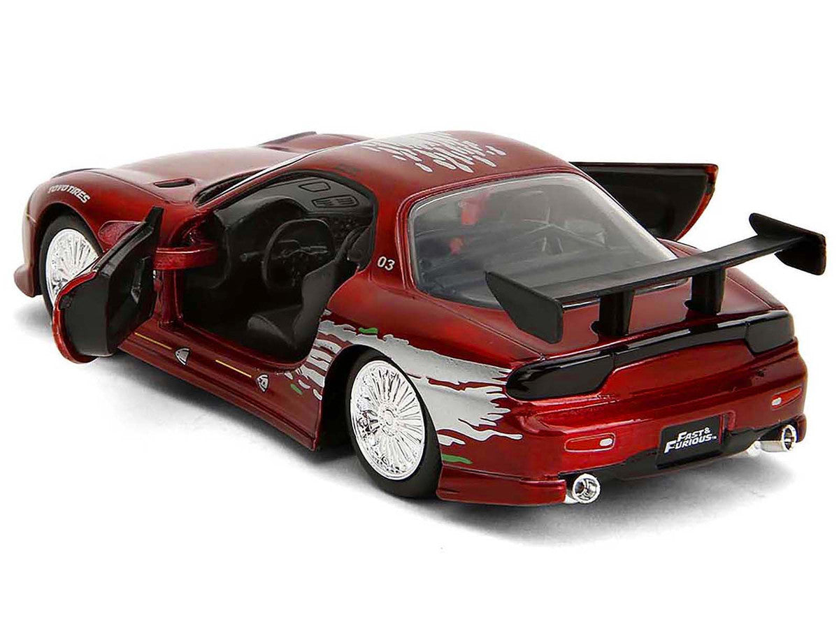 Dom's Mazda RX-7 Candy Red with Graphics "The Fast and the Furious" (2001) Movie "25 Years of Fast & Furious" Series 1/32 Diecast Model Car by Jada LuxuryLifeWay Online Store