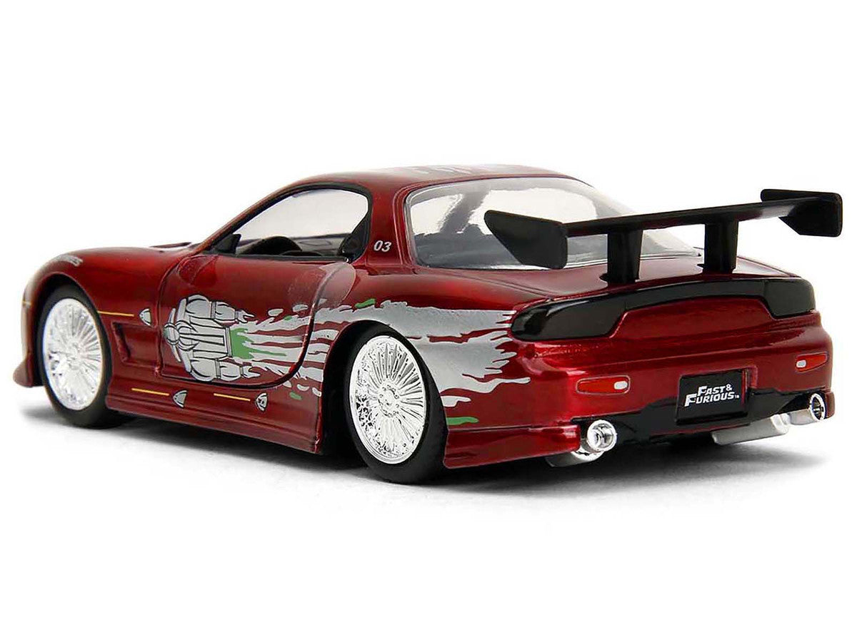 Dom's Mazda RX-7 Candy Red with Graphics "The Fast and the Furious" (2001) Movie "25 Years of Fast & Furious" Series 1/32 Diecast Model Car by Jada LuxuryLifeWay Online Store