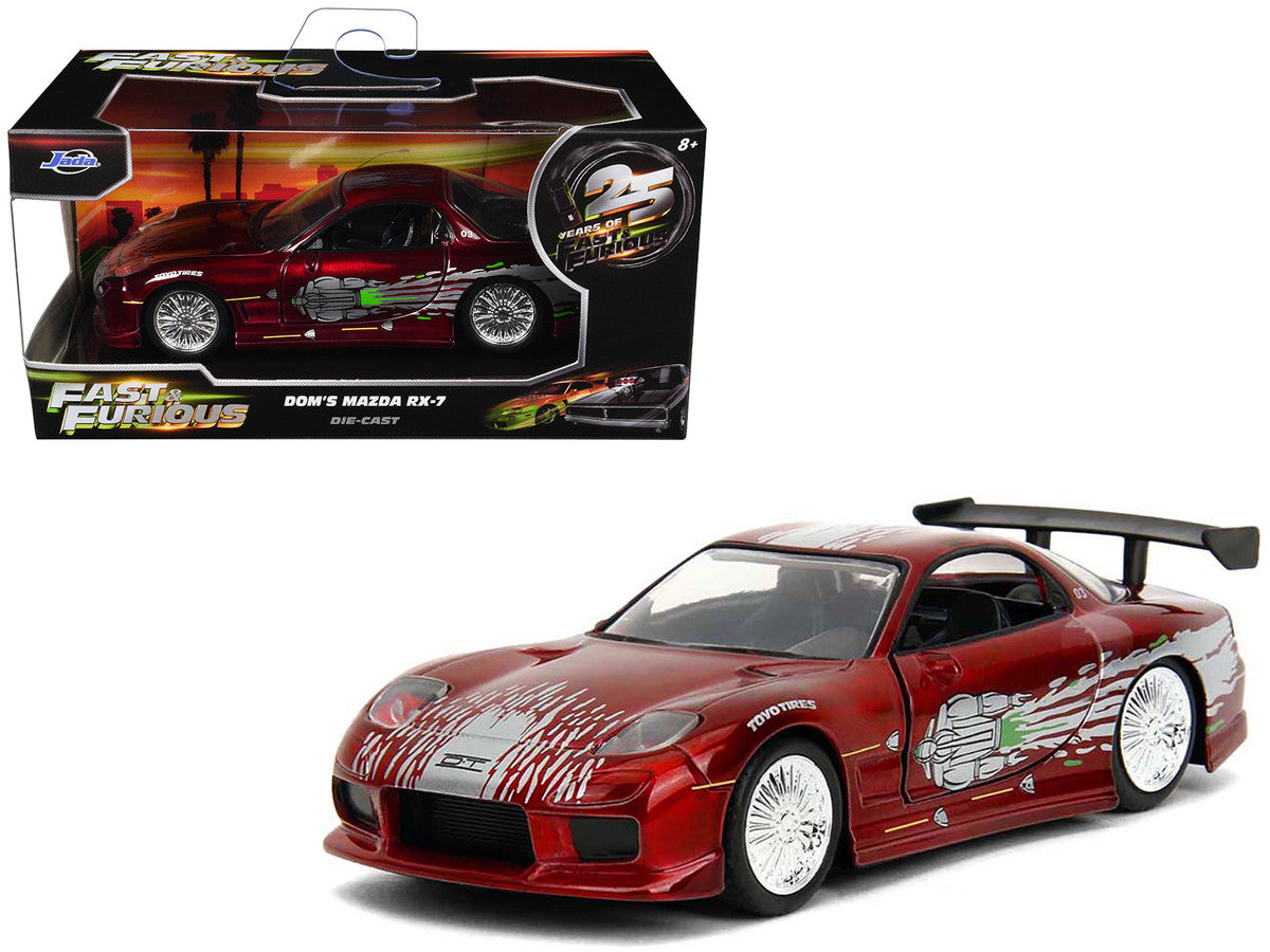Dom's Mazda RX-7 Candy Red with Graphics "The Fast and the Furious" (2001) Movie "25 Years of Fast & Furious" Series 1/32 Diecast Model Car by Jada LuxuryLifeWay Online Store