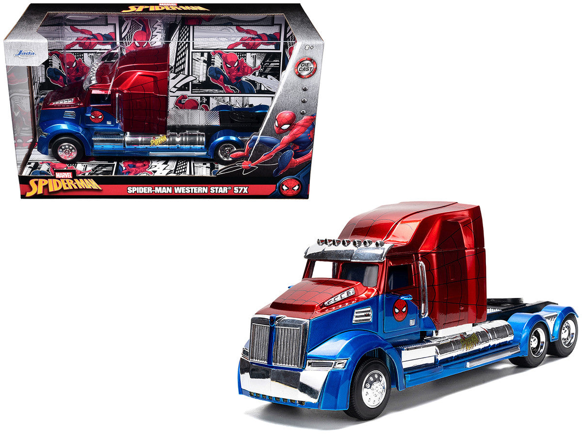 Western Star 57X Truck Tractor "Spider-Man" Blue and Red Metallic "Hollywood Rides" Series 1/24 Diecast Model by Jada LuxuryLifeWay Online Store