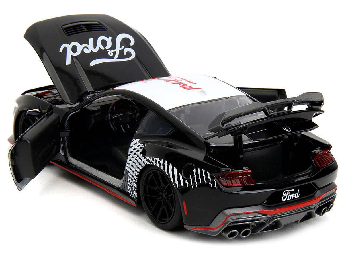 2024 Ford Mustang Dark Horse Black with White Top and "Mustang Horse Graphics" "Bigtime Muscle" Series 1/24 Diecast Model Car by Jada LuxuryLifeWay Online Store