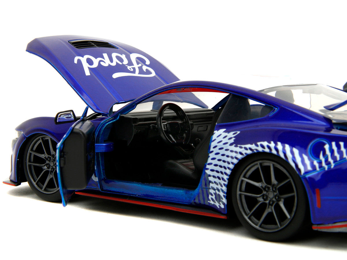 2024 Ford Mustang Dark Horse Candy Blue with White Top and "Mustang Horse Graphics" "Bigtime Muscle" Series 1/24 Diecast Model Car by Jada LuxuryLifeWay Online Store