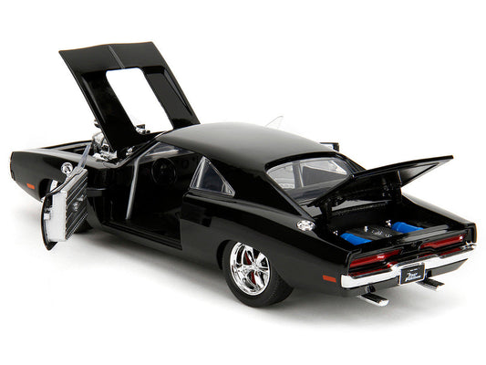 1970 Dodge Charger Black with Race Interior "The Fast and the Furious" (2001) Movie "25 Years of Fast & Furious" Series 1/24 Diecast Model Car by Jada LuxuryLifeWay Online Store