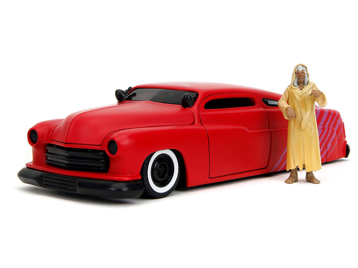 1951 Mercury Matt Red with Purple Stripes and Creep Diecast Figure "Creepshow" (1982) Movie "Hollywood Rides" Series 1/24 Diecast Model Car by Jada LuxuryLifeWay Online Store
