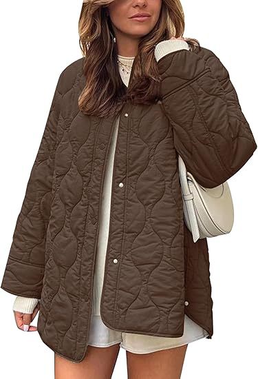 European And American Style Chic String Decoration Simple Solid Color Round Neck Loose Cotton Coat LadyShow.Store