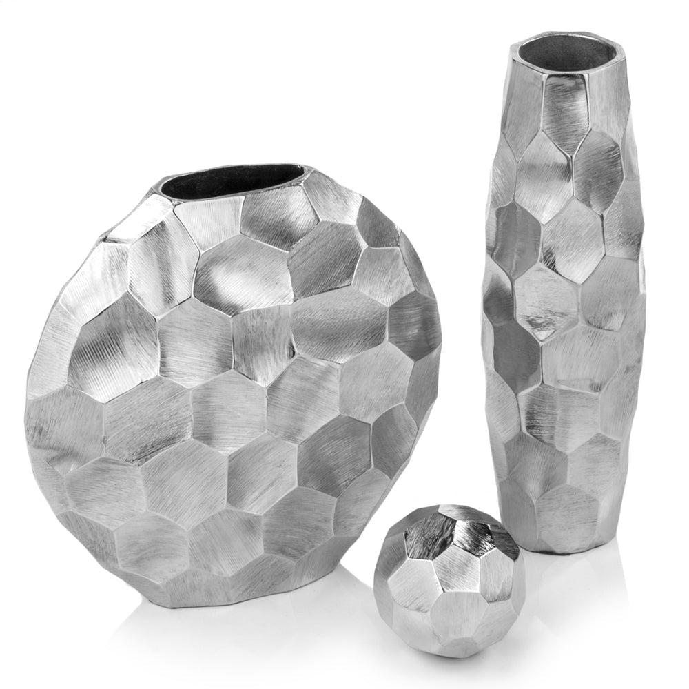 12" Silver Aluminum Cylinder Table Vase LuxuryLifeWay Online Store