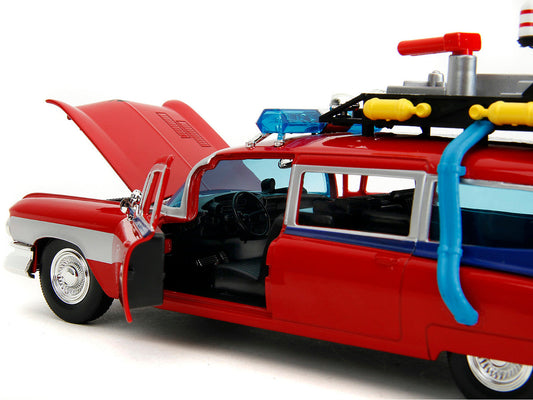 1959 Cadillac Ambulance Ecto-1 Red "Transformers" TV Series - "Ghostbusters" (1984) Movie Crossover "Hollywood Rides" Series 1/24 Diecast Model Car by Jada LuxuryLifeWay Online Store