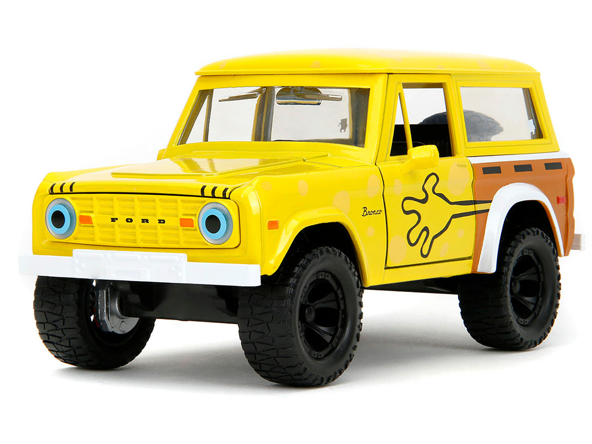 1973 Ford Bronco Yellow with Graphics and SpongeBob SquarePants Diecast Figure "SpongeBob SquarePants" (1999–Current) TV Series "Hollywood Rides" Series 1/24 Diecast Model Car by Jada LuxuryLifeWay Online Store