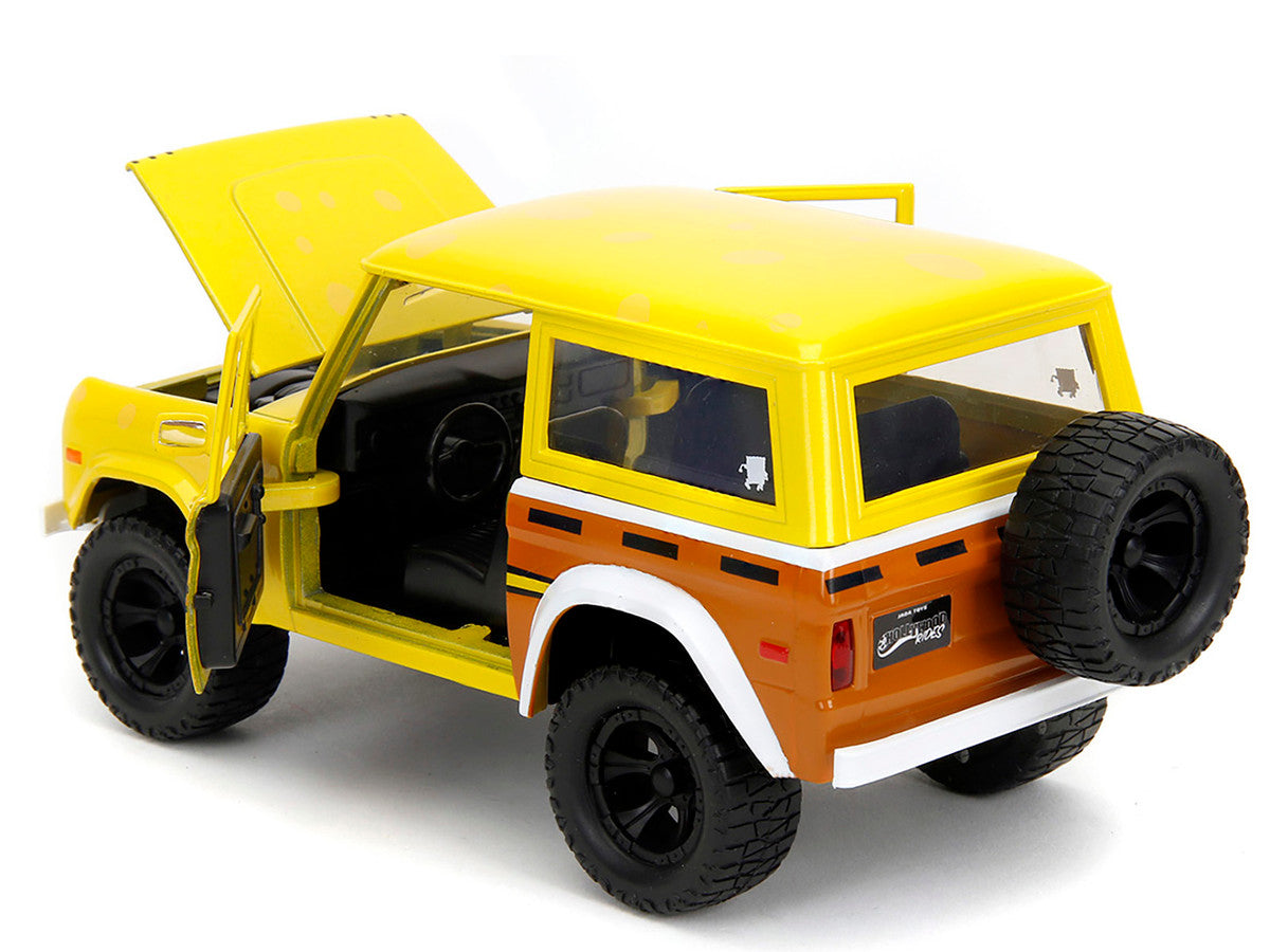 1973 Ford Bronco Yellow with Graphics and SpongeBob SquarePants Diecast Figure "SpongeBob SquarePants" (1999–Current) TV Series "Hollywood Rides" Series 1/24 Diecast Model Car by Jada LuxuryLifeWay Online Store
