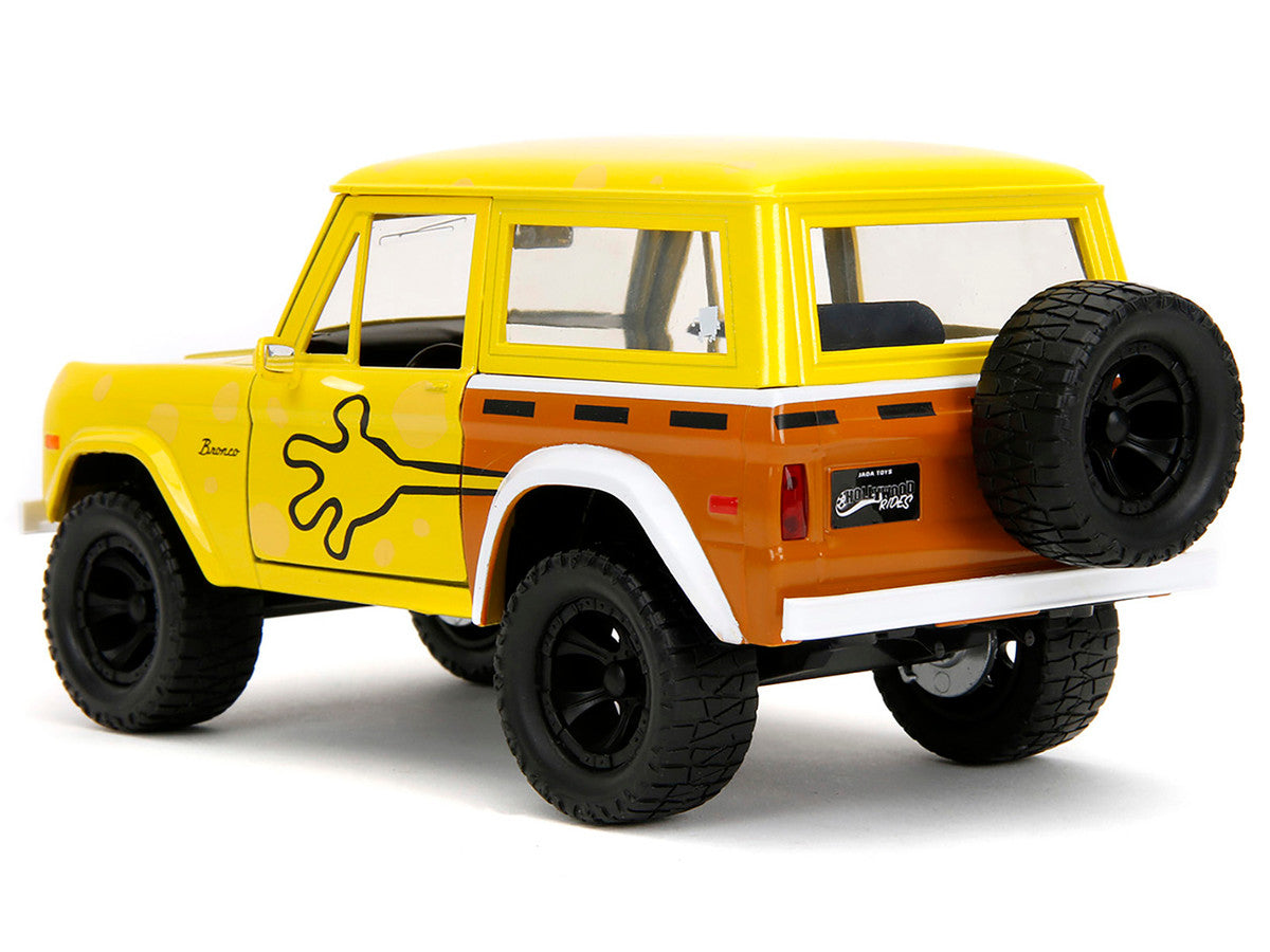 1973 Ford Bronco Yellow with Graphics and SpongeBob SquarePants Diecast Figure "SpongeBob SquarePants" (1999–Current) TV Series "Hollywood Rides" Series 1/24 Diecast Model Car by Jada LuxuryLifeWay Online Store