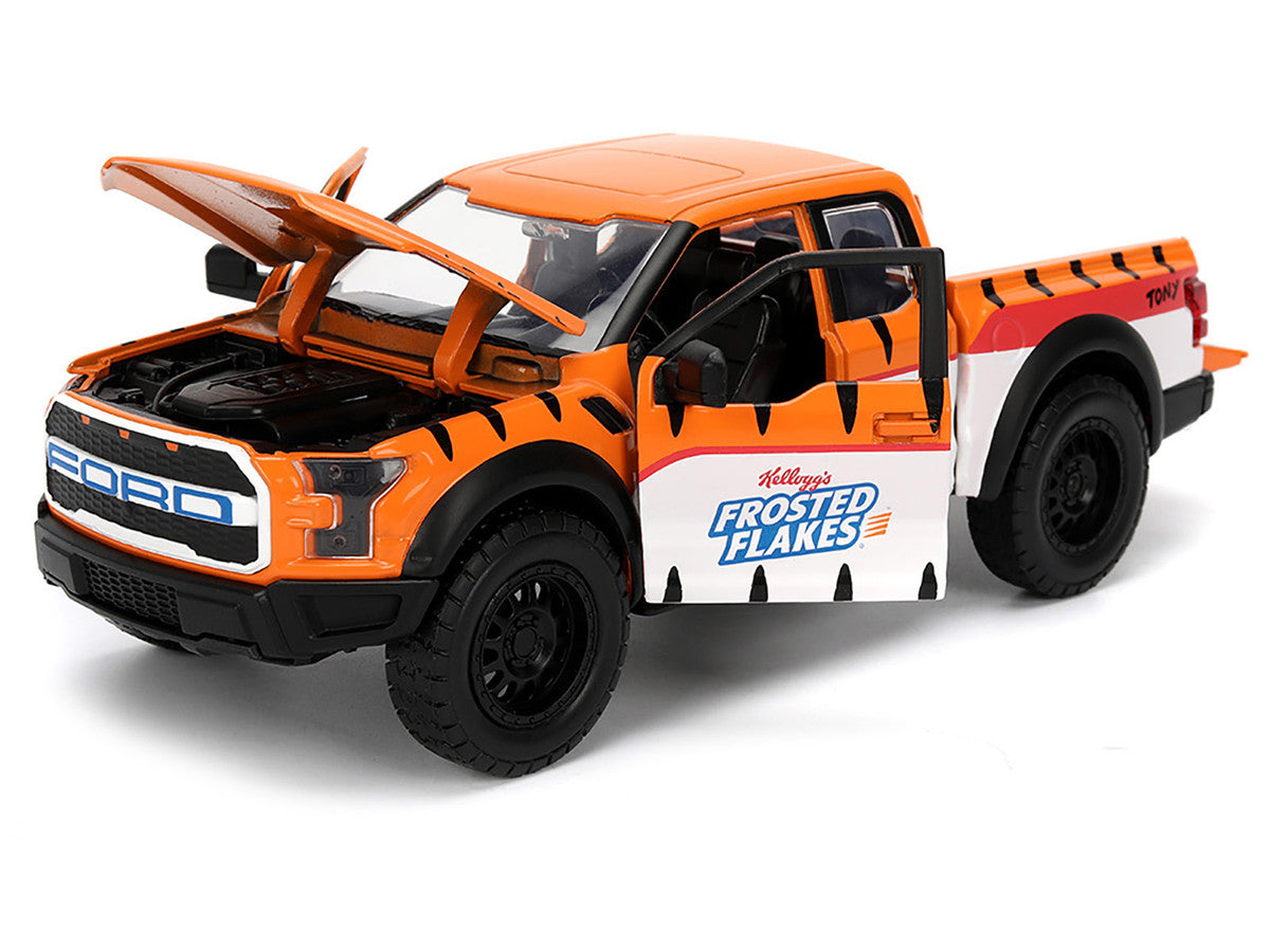2017 Ford F-150 Raptor Pickup Truck "Frosted Flakes" Orange with Graphics and Tony the Tiger Diecast Figure "Hollywood Rides" Series 1/24 Diecast Model Car by Jada LuxuryLifeWay Online Store