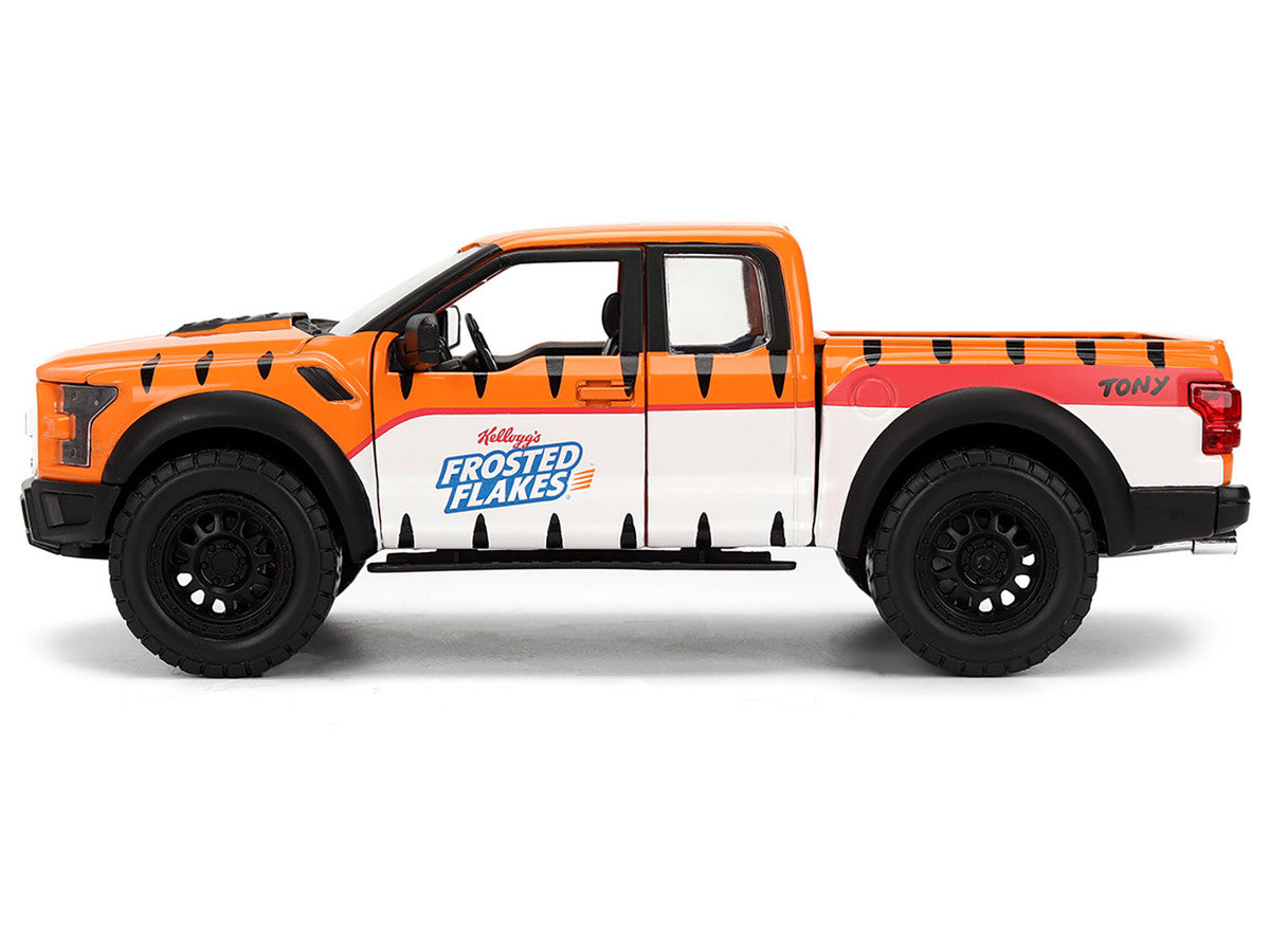 2017 Ford F-150 Raptor Pickup Truck "Frosted Flakes" Orange with Graphics and Tony the Tiger Diecast Figure "Hollywood Rides" Series 1/24 Diecast Model Car by Jada LuxuryLifeWay Online Store