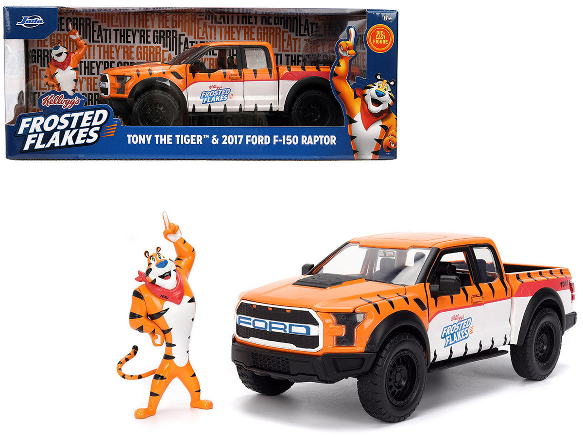 2017 Ford F-150 Raptor Pickup Truck "Frosted Flakes" Orange with Graphics and Tony the Tiger Diecast Figure "Hollywood Rides" Series 1/24 Diecast Model Car by Jada LuxuryLifeWay Online Store
