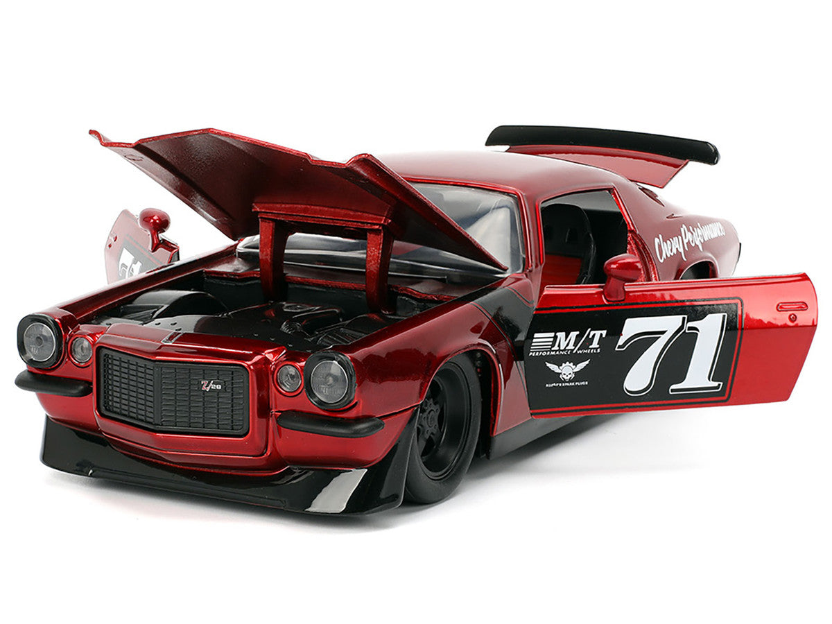 1971 Chevrolet Camaro #71 Red Metallic with Black Stripes "Bigtime Muscle" Series 1/24 Diecast Model Car by Jada LuxuryLifeWay Online Store