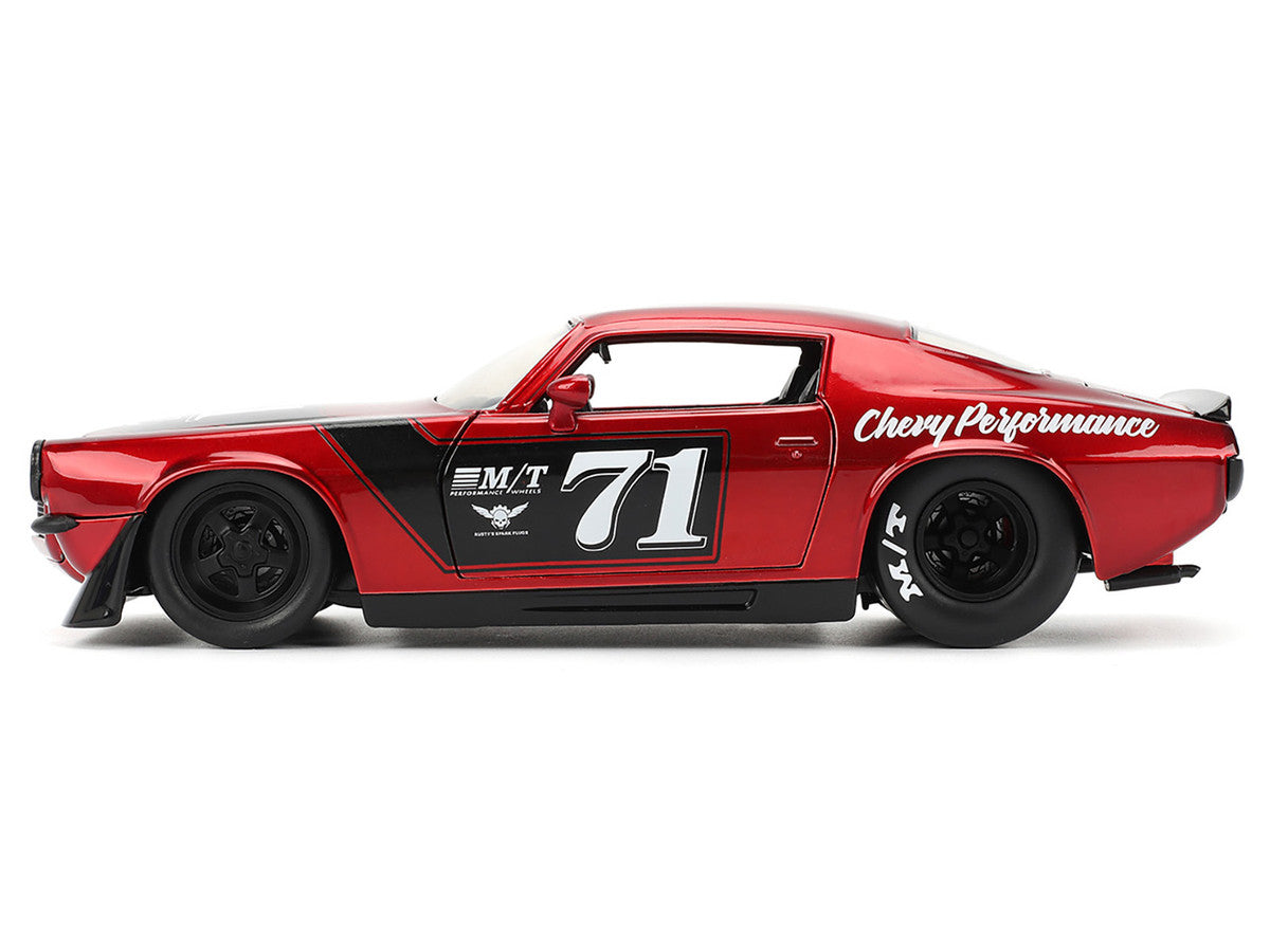 1971 Chevrolet Camaro #71 Red Metallic with Black Stripes "Bigtime Muscle" Series 1/24 Diecast Model Car by Jada LuxuryLifeWay Online Store