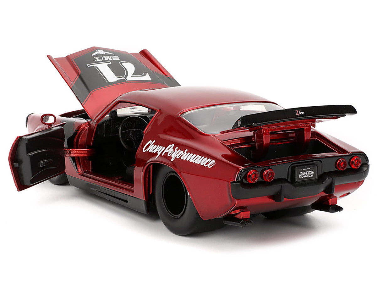 1971 Chevrolet Camaro #71 Red Metallic with Black Stripes "Bigtime Muscle" Series 1/24 Diecast Model Car by Jada LuxuryLifeWay Online Store