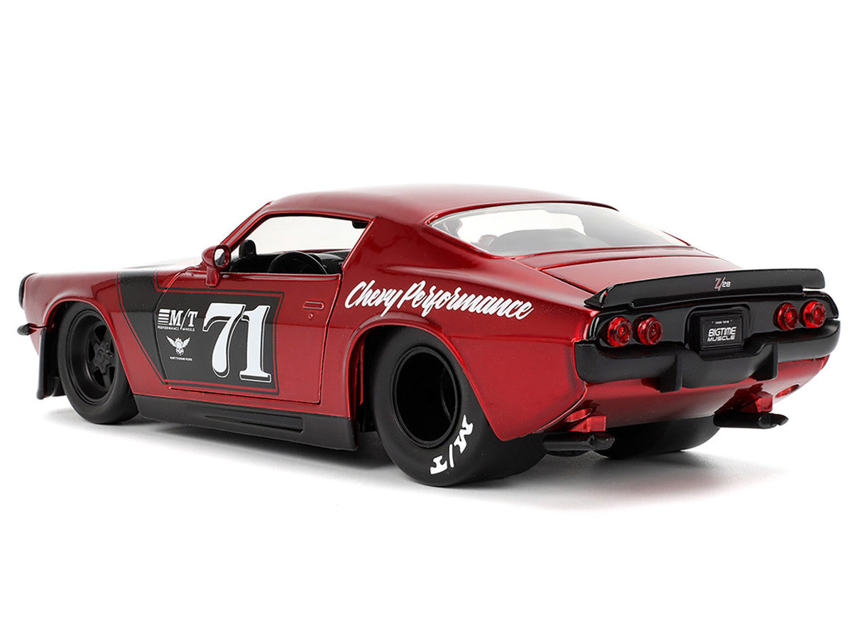 1971 Chevrolet Camaro #71 Red Metallic with Black Stripes "Bigtime Muscle" Series 1/24 Diecast Model Car by Jada LuxuryLifeWay Online Store