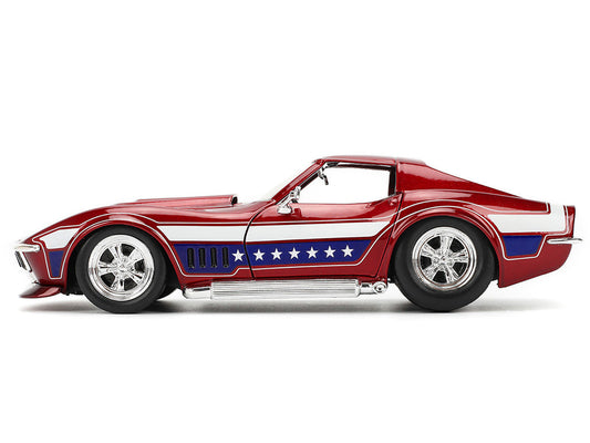 1969 Chevrolet Corvette Stingray ZL1 Red Metallic with Stars and Stripes Graphics "Bigtime Muscle" Series 1/24 Diecast Model Car by Jada LuxuryLifeWay Online Store