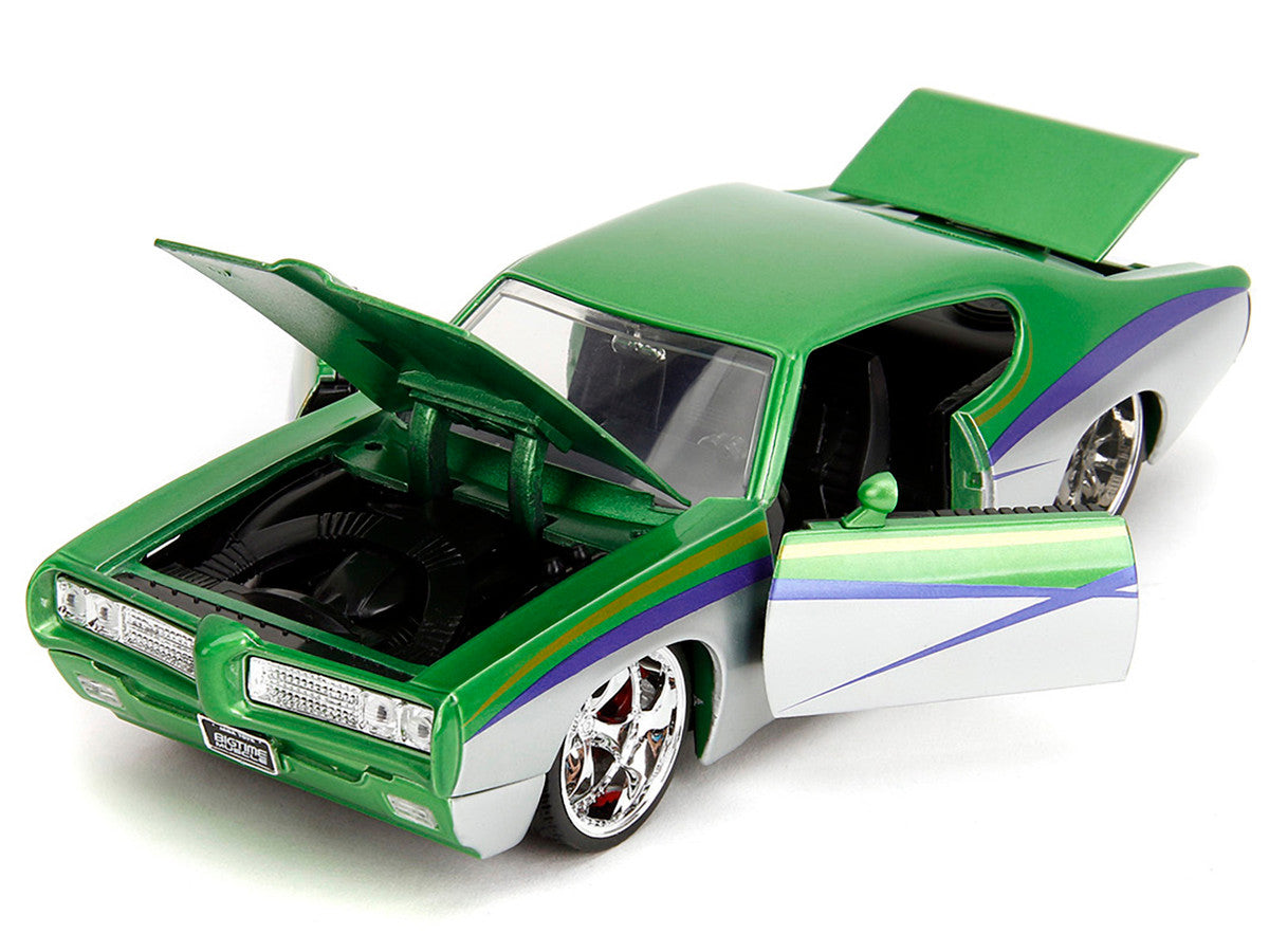 1969 Pontiac GTO Judge Green Metallic and Silver with Stripes "Bigtime Muscle" Series 1/24 Diecast Model Car by Jada LuxuryLifeWay Online Store