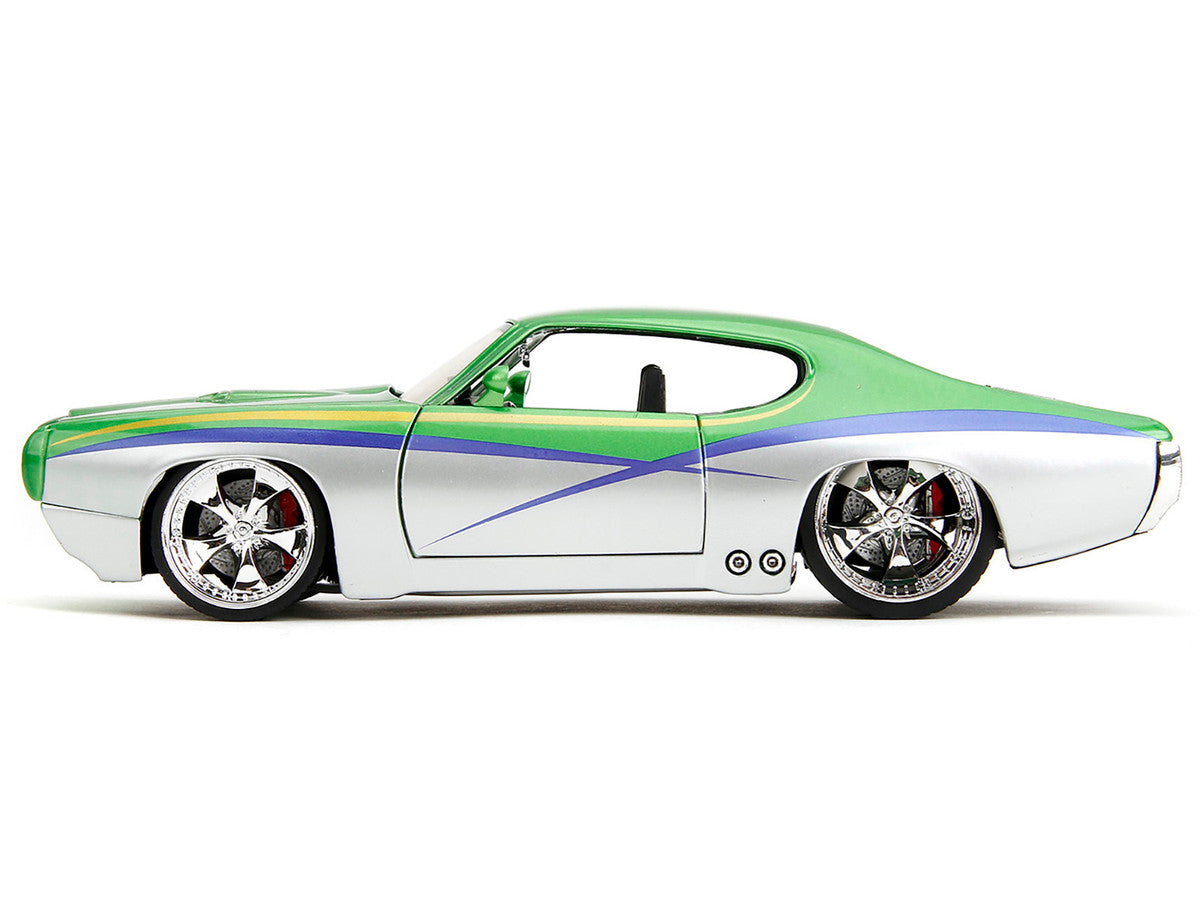 1969 Pontiac GTO Judge Green Metallic and Silver with Stripes "Bigtime Muscle" Series 1/24 Diecast Model Car by Jada LuxuryLifeWay Online Store